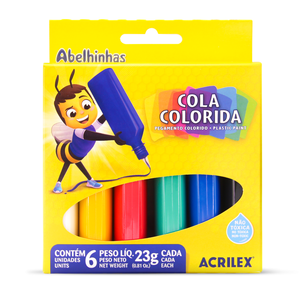 COLA COLORIDA 23G 6 CORES ACRILEX