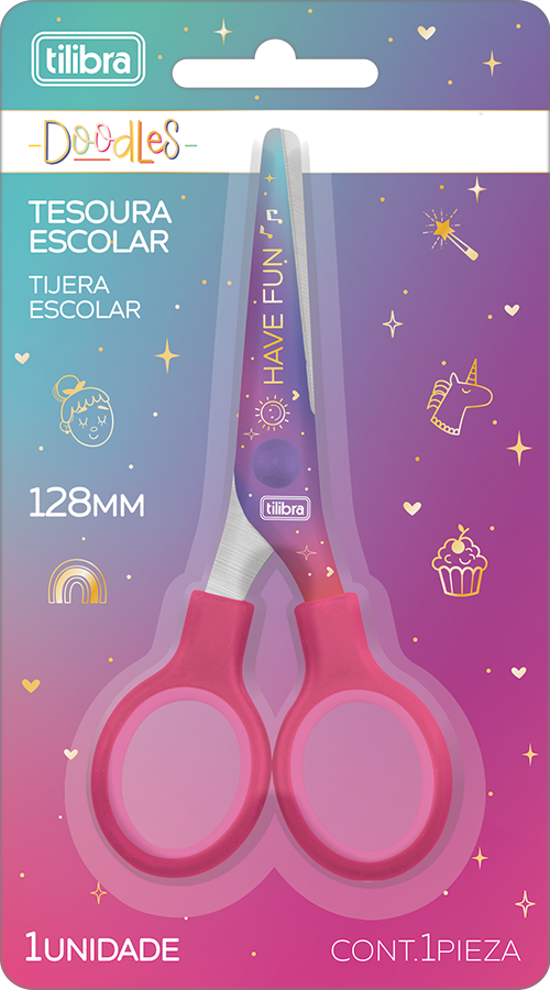 TESOURA ESCOLAR DOODLES 128MM TILIBRA