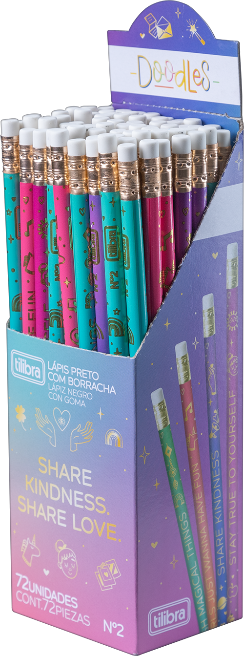 LAPIS TILIBRA PRETO DOODLES Nº 2 C/ BORRACHA