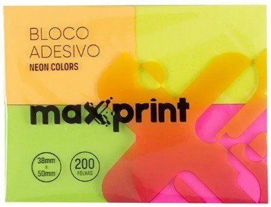 BLOCO RECADO AUTO ADESIVO NEON 38X50MM 50FLS MAXPRINT