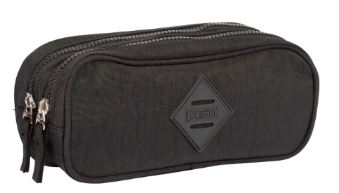 ESTOJO PORTA LAPIS CRINKLE PRETO DUPLO SESTINI