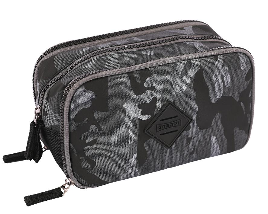 ESTOJO PORTA LAPIS CRINKLE ESPECIAL CINZA TRIPLO SESTINI