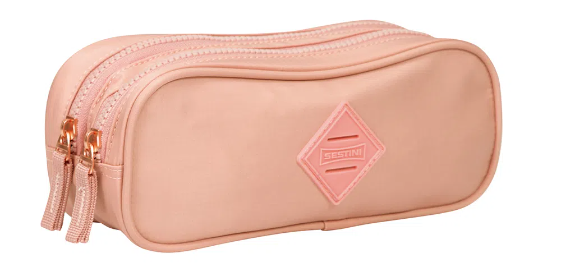 ESTOJO PORTA LAPIS CRINKLE NUDE DUPLO SESTINI