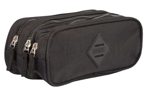 ESTOJO PORTA LAPIS CRINKLE PRETO TRIPLO SESTINI