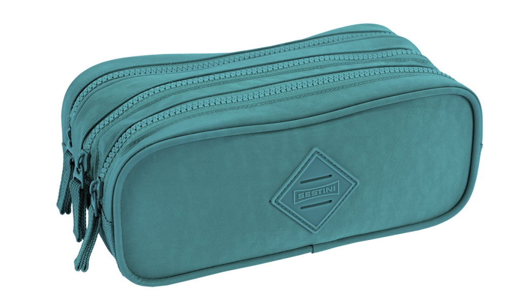 ESTOJO PORTA LAPIS CRINKLE VERDE JADE TRIPLO SESTINI