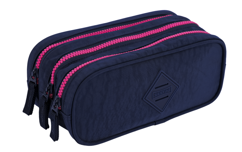 ESTOJO PORTA LAPIS CRINKLE AZUL NEON TRIPLO SESTIN