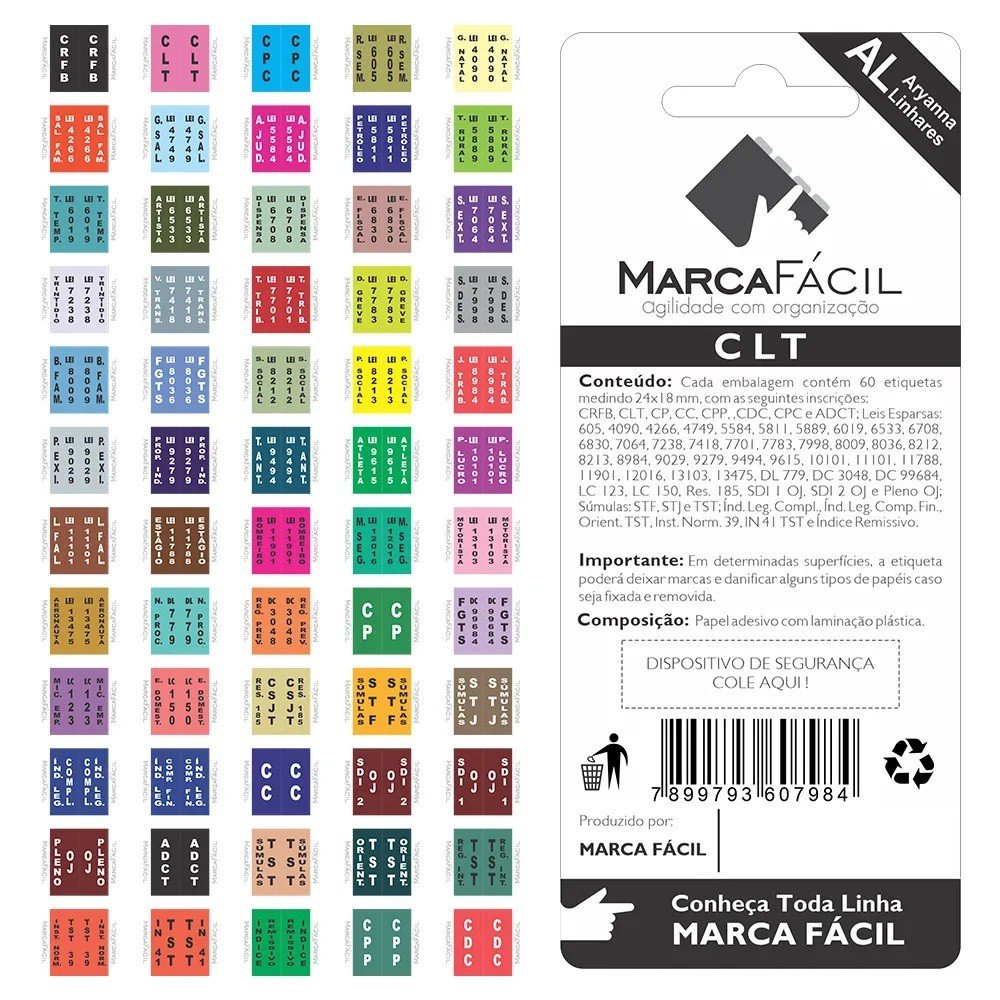 ETIQUETA CLT ARYANA LINHARES 60 UND MARCA FACIL