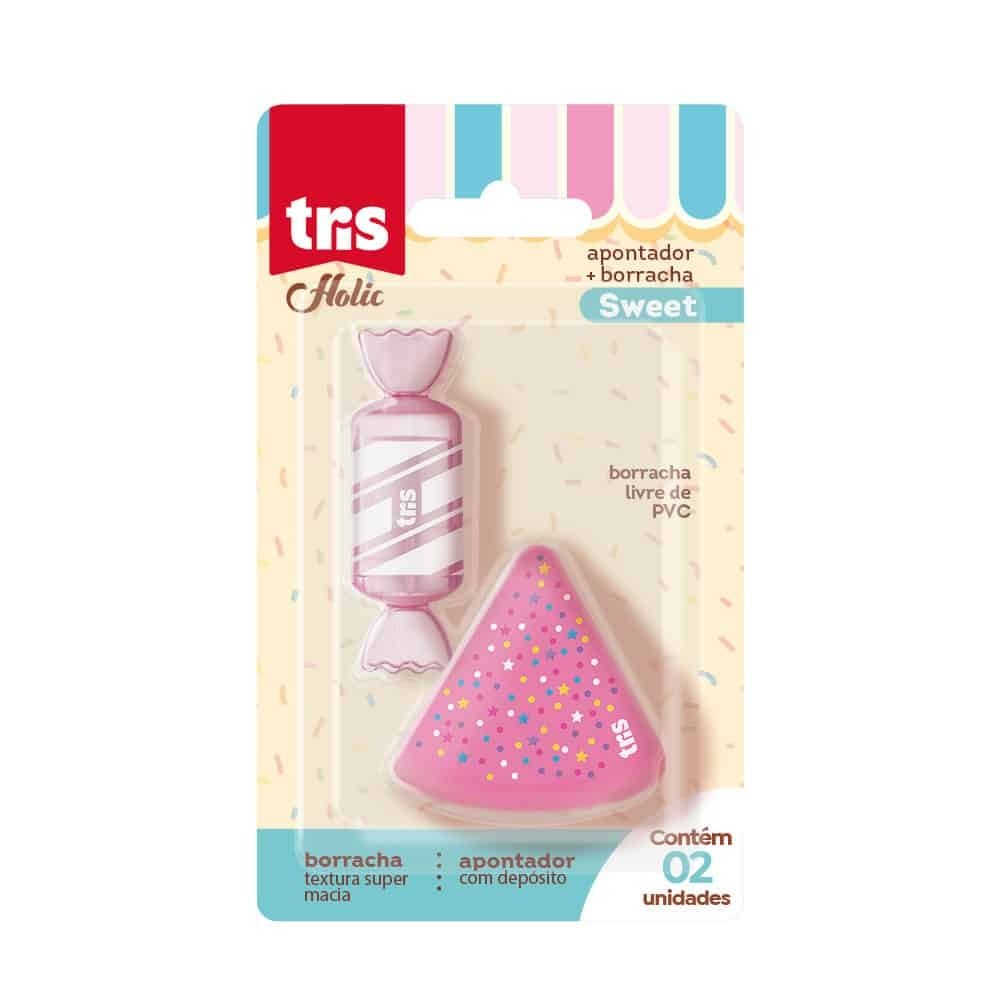 APONTADOR TRIS +BORRACHA HOLLIC SWEET 2X1 BLISTER
