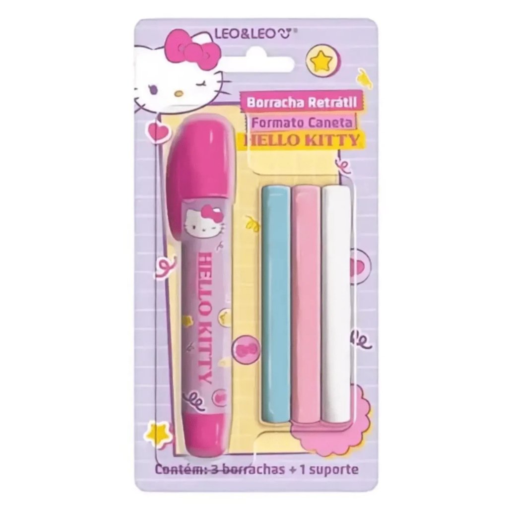 BORRACHA CANETA LEO&LEO HELLO KITTY +3 REFIS