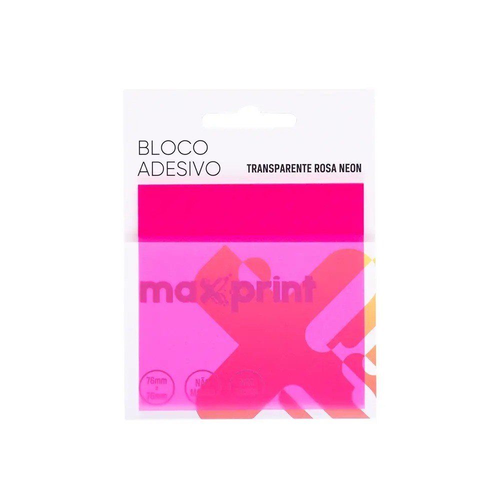 BLOCO RECADO ADESIVO 76X76MM 50FLS TRANSP RS NEON