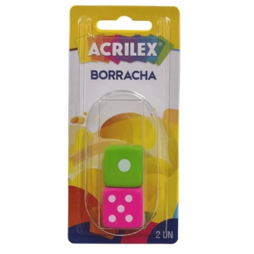 BORRACHA DADOS 2X1 UND BLISTER ACRILEX