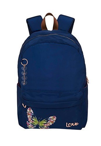 MOCHILA COSTAS LOVE BORBOLETAS AZUL MOLIN