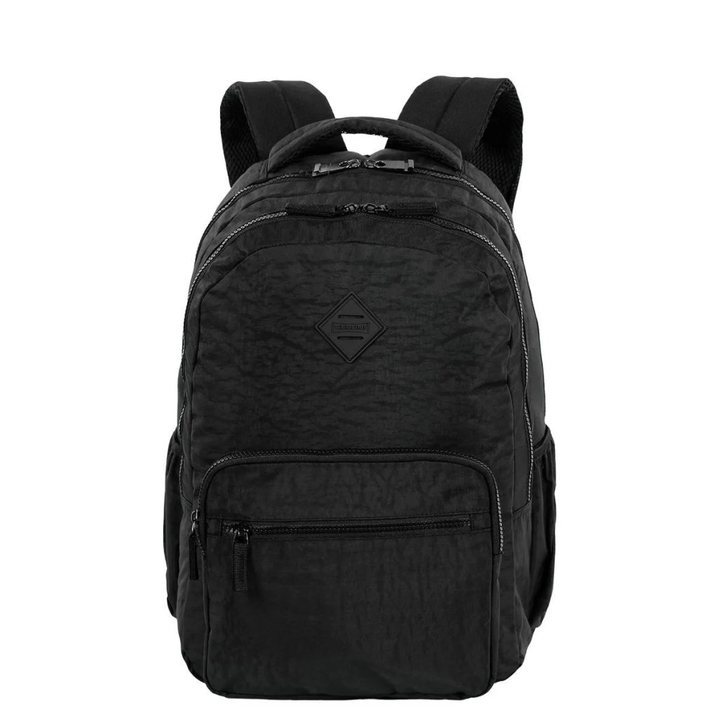 MOCHILA COSTAS COLLEGE CRINKLE 3 PRETA SESTINI