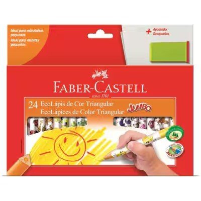 LAPIS DE COR FABER-CASTELL TRIANGULAR JUMBO 24 CORES