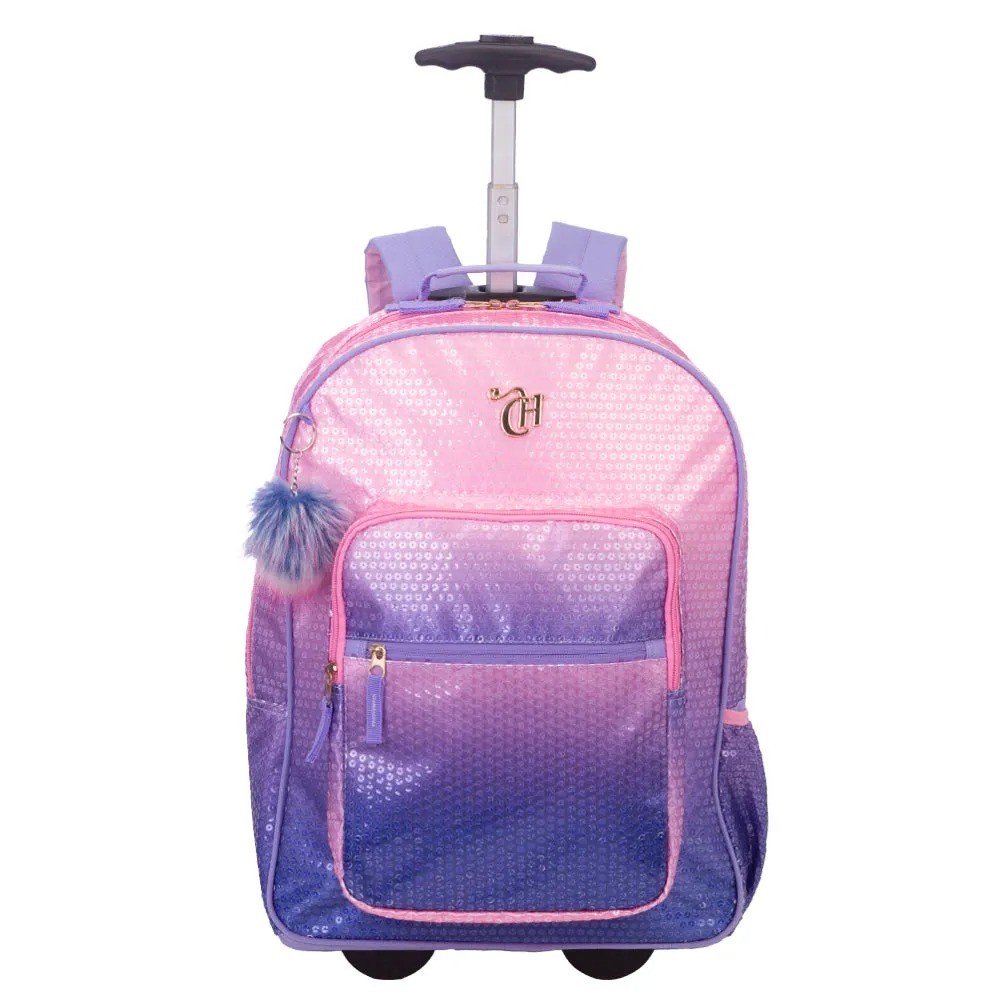 MOCHILA C/ RODAS CAPRICHO PAETE ROSA LILAS SESTINI