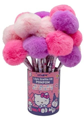 LAPIS LEO&LEO PRETO HELLO KITTY HB C/ POMPOM