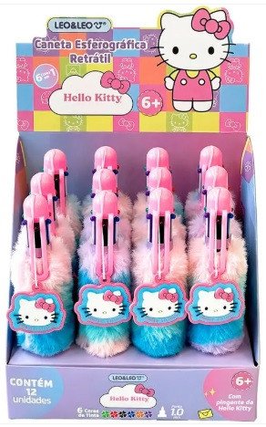 CANETA LEO&LEO HELLO KITTY PELUCIA RET 6X1 CORES