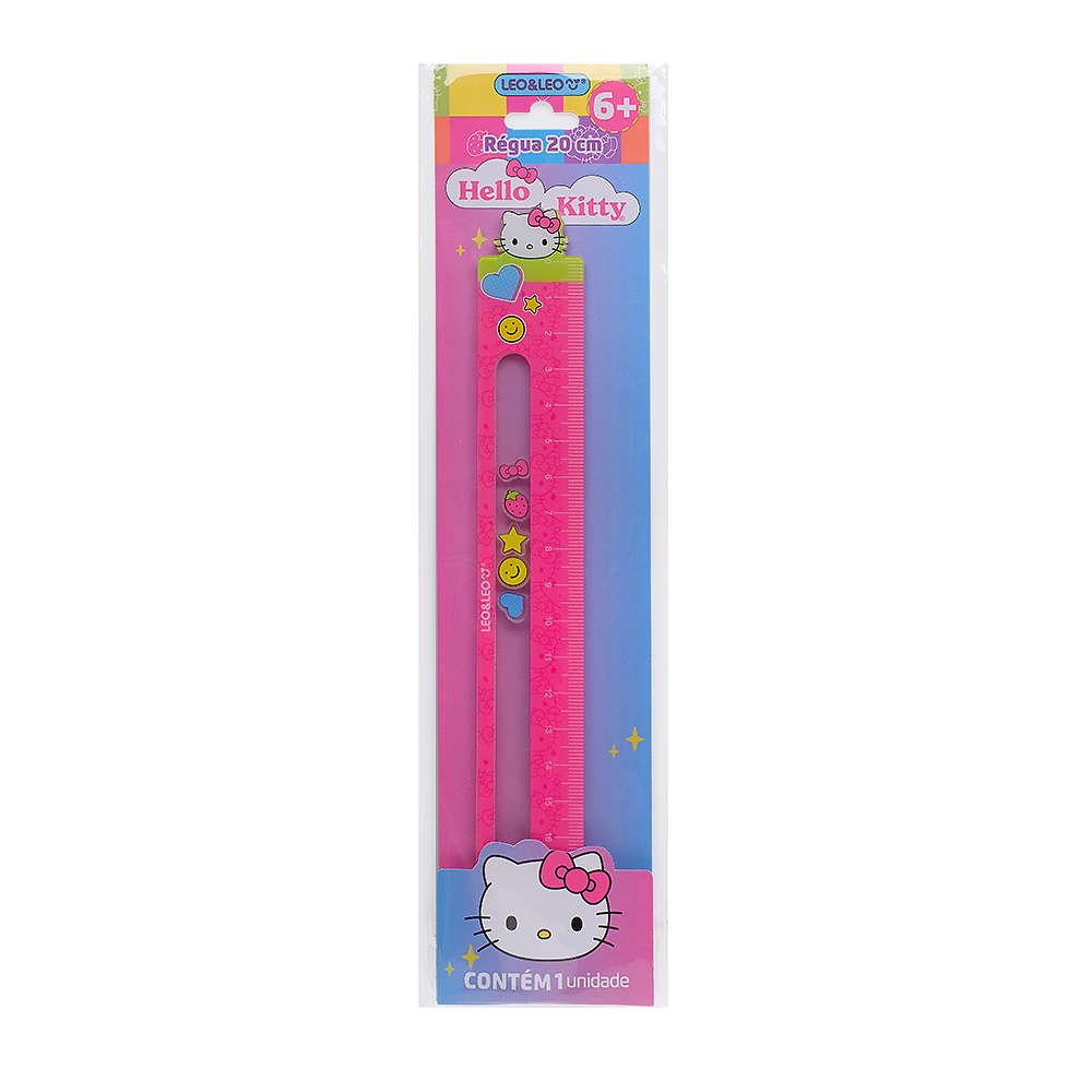 REGUA 20 CM HELLO KITTY PLASTICO LEO&LEO