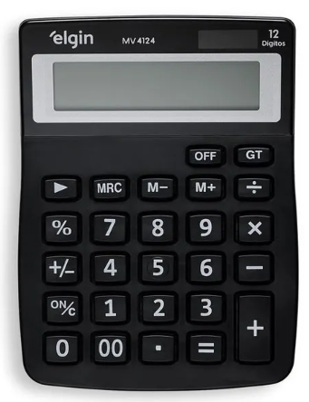CALCULADORA MV4124 12 DIG SOLAR PRETA ELGIN