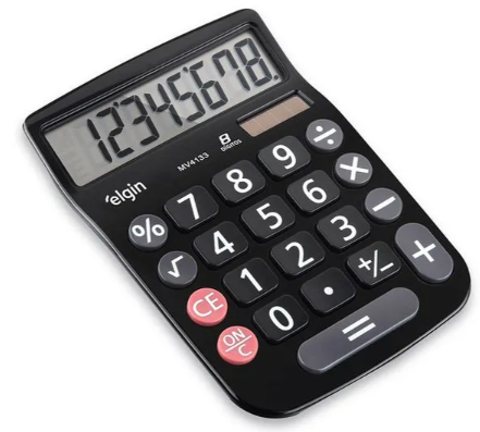 CALCULADORA MV4133 8 DIG SOLAR PRETA ELGIN