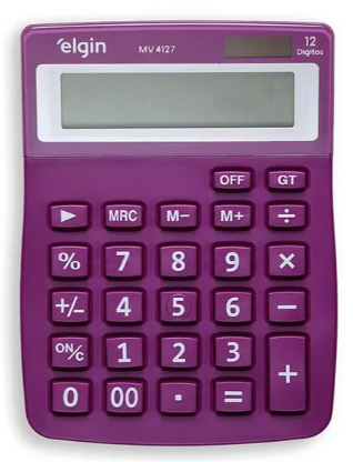 CALCULADORA MV4127 12 DIG SOLAR ROXA ELGIN