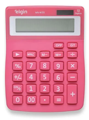 CALCULADORA MV4135 12 DIG SOLAR ROSA ELGIN