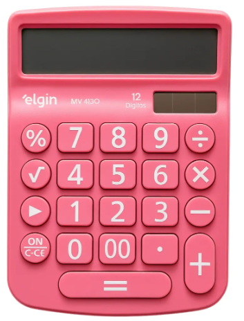 CALCULADORA MV4130 8 DIG SOLAR ROSA ELGIN