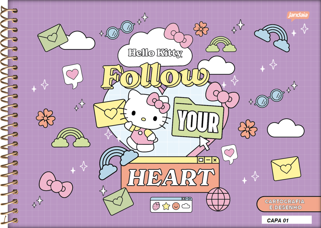 CADERNO DE DESENHO HELLO KITTY CD 80FLS JANDAIA