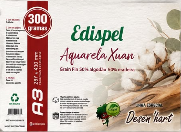 BLOCO DESENHO AQUARELAVEL XUAN A3 300GRS 12 FLS BCO EDISPEL