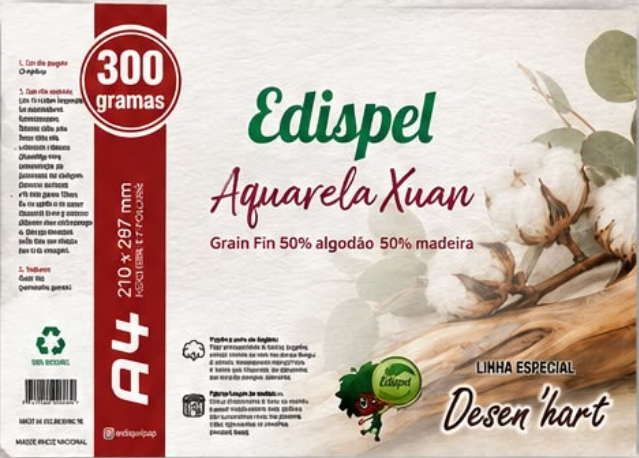 BLOCO DESENHO AQUARELAVEL XUAN A4 300GRS 12 FLS BCO EDISPEL