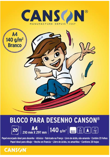 BLOCO DESENHO A4 140GR BRANCO CANSON