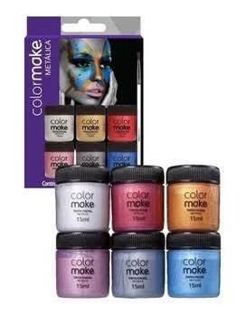 KIT TINTA FACIAL METÁLICA C/6 DE 15 ML + PINCEL