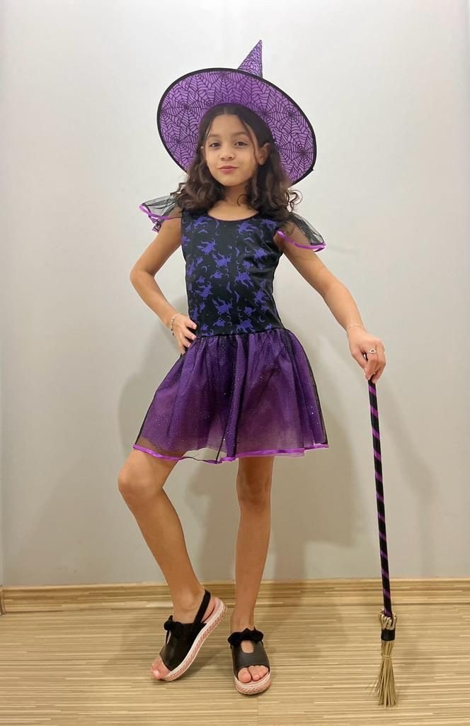 FANTASIA VESTIDO BRUXINHA ROXO (P/M/G)