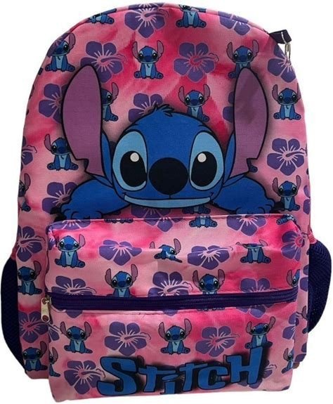MOCHILA GRANDE 40 CM STITCH ROSA 