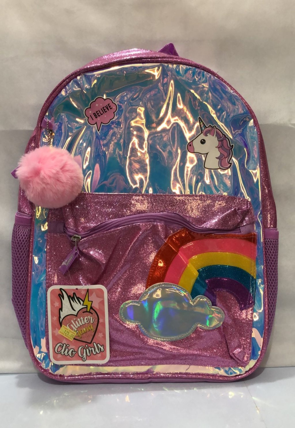 MOCHILA UNICÓRNIO GLITTER ROSA 