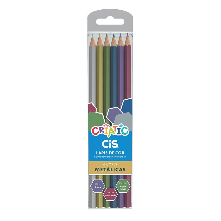 LÁPIS DE COR METALICAS C/6