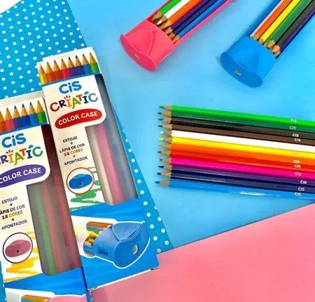 KIT ESTOJO + LÁPIS DE COR (C/12) + APONTADOR