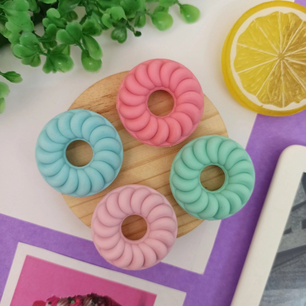 BORRACHAS DE ROSQUINHA - (C/2) MODELOS VERDE ÁGUA, ROSA CLARO, ROSA ESCURO E AZUL CLARO