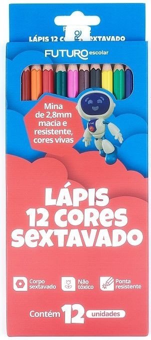 LÁPIS DE COR SEXTAVADO - C/12