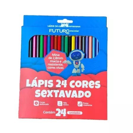 LÁPIS DE COR SEXTAVADO - C/24