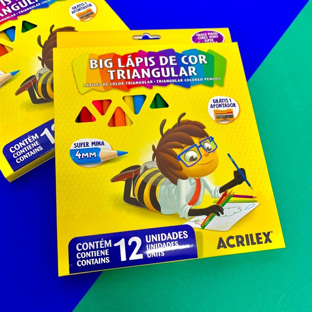 BIG LÁPIS DE COR TRIANGULAR + 1 APONTADOR 