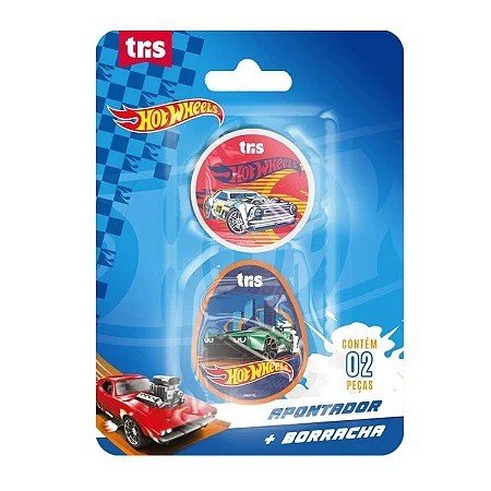 KIT APONTADOR+BORRACHA HOTWHEELS