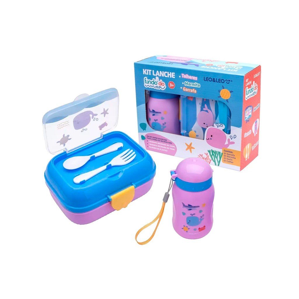 KIT LANCHE FUNDO DO MAR - GARRAFA + MARMITA + TALHERES