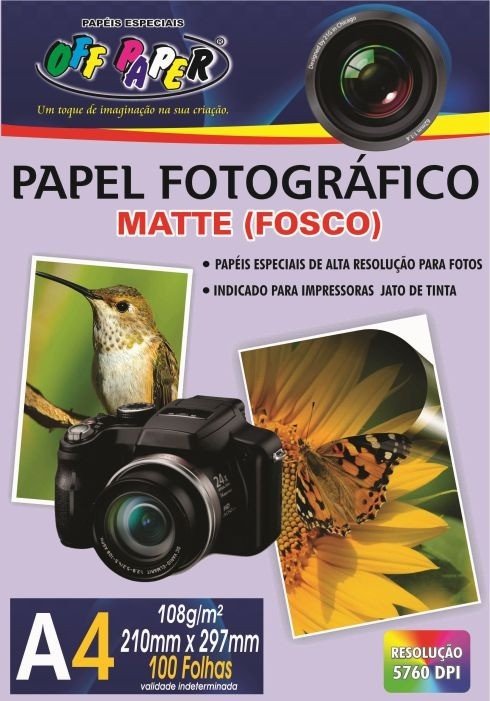 PAPEL FOTOGRÁFICO MATTE (FOSCO) - 100 FOLHAS (108G)