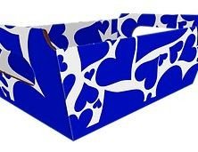 CESTA PAPELÃO N 3 17X12X7,5 CM  CORAÇÃO AZUL