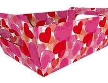 CESTA PAPELÃO N 2 14X10X5 CM CORAÇÃO ROSA/VERMELHO