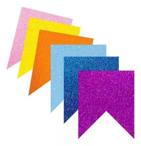 APLIQUE DE EVA GLITTER  BANDEIRINHA 2 cm C/10