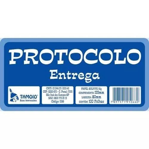 PROTOCOLO DE ENTREGA - SULFITE 56G - FORMATO: 155X820 MM - 100 FOLHAS