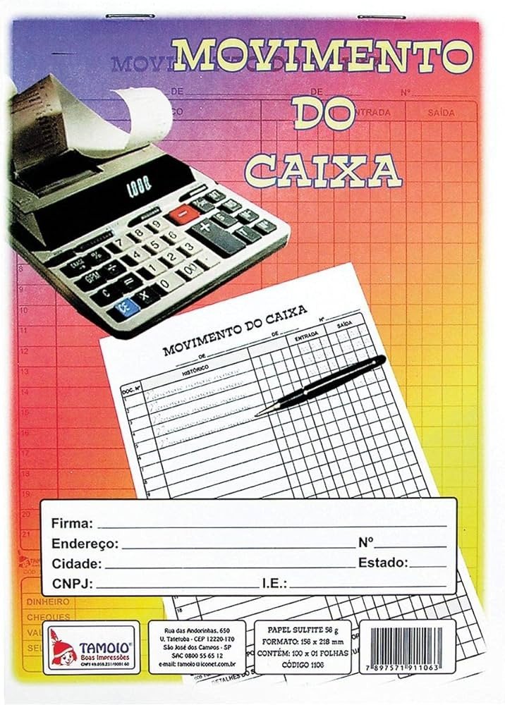 BLOCO DE MOVIMENTO DE CAIXA - 100 FOLHAS (215 MM X 150 MM)