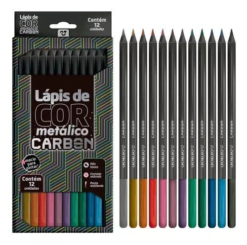 LÁPIS DE COR METÁLICO CARBON - C/12